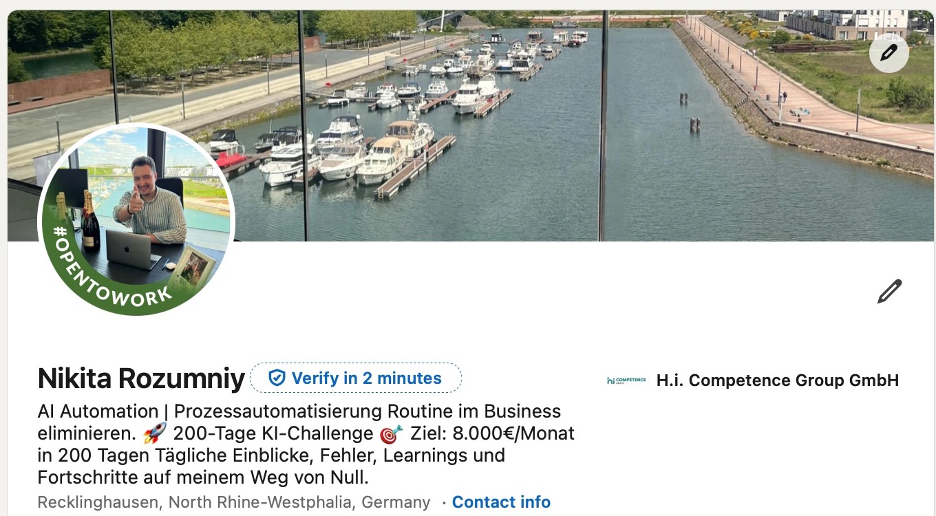 LinkedIn-Profil von Nikita Rozumnyi