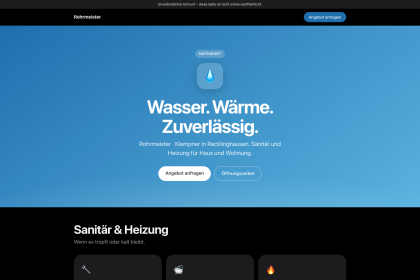 Beispielhafte Demo-Website eines Sanitärbetriebs